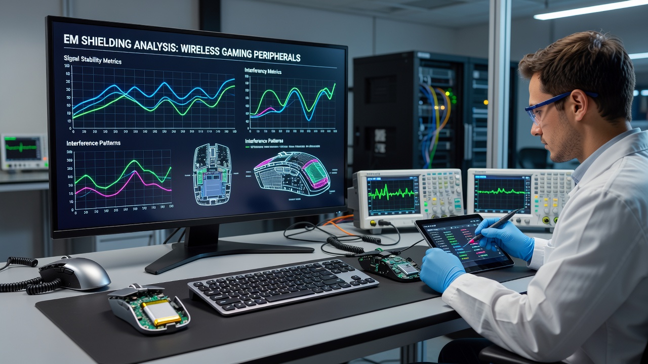 Spectrum analyzer readings displaying electromagnetic interference patterns at an esports tournament venue