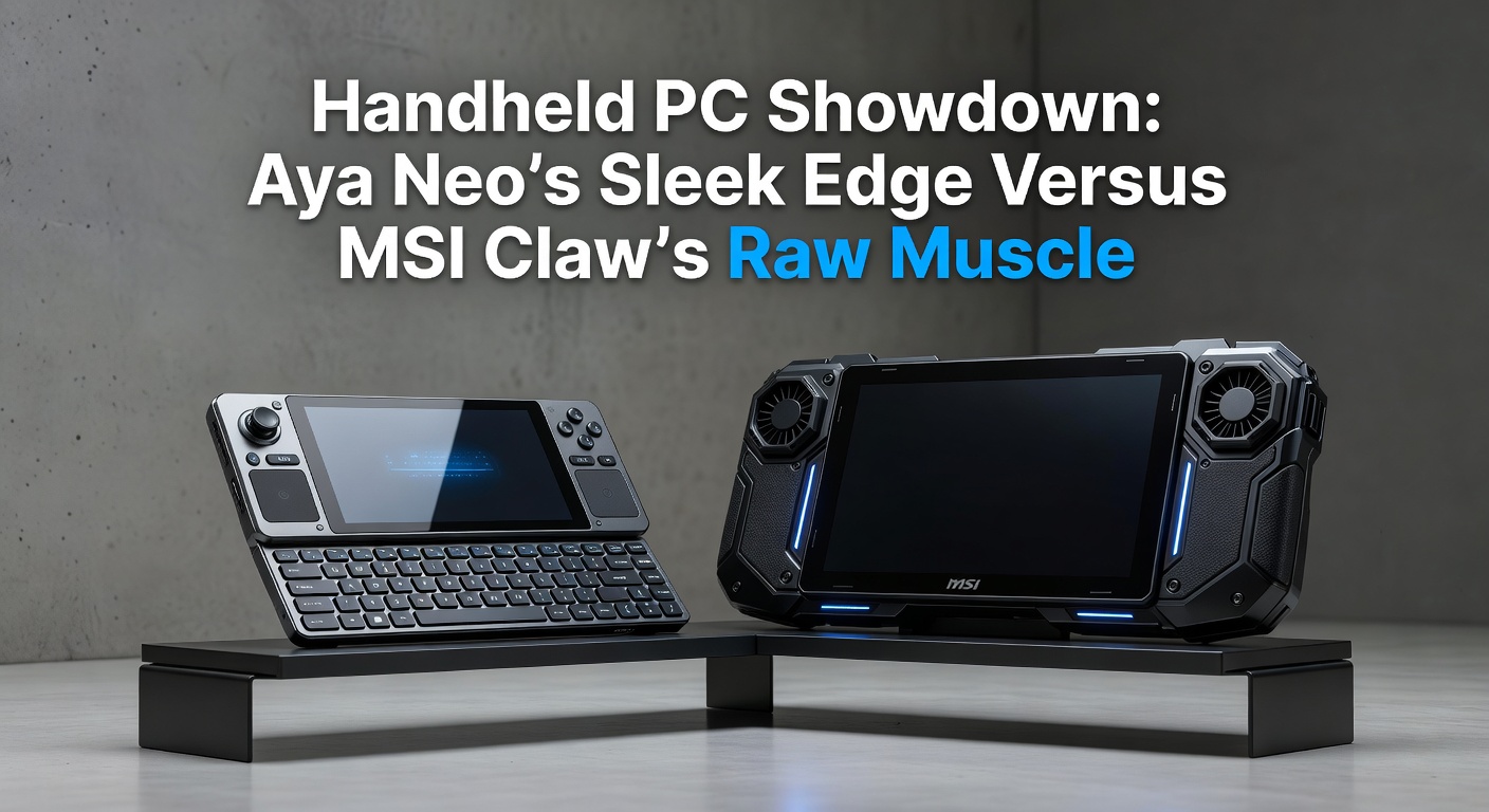 Close-up benchmark charts comparing Aya Neo and MSI Claw performance in popular games like Cyberpunk 2077 and Forza Horizon 5