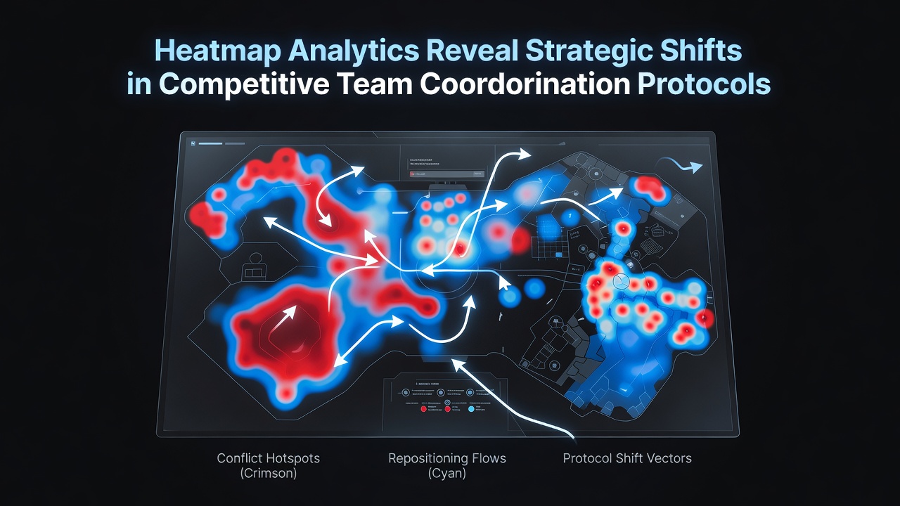 Detailed heatmap overlay showing player positioning patterns across a competitive esports arena map