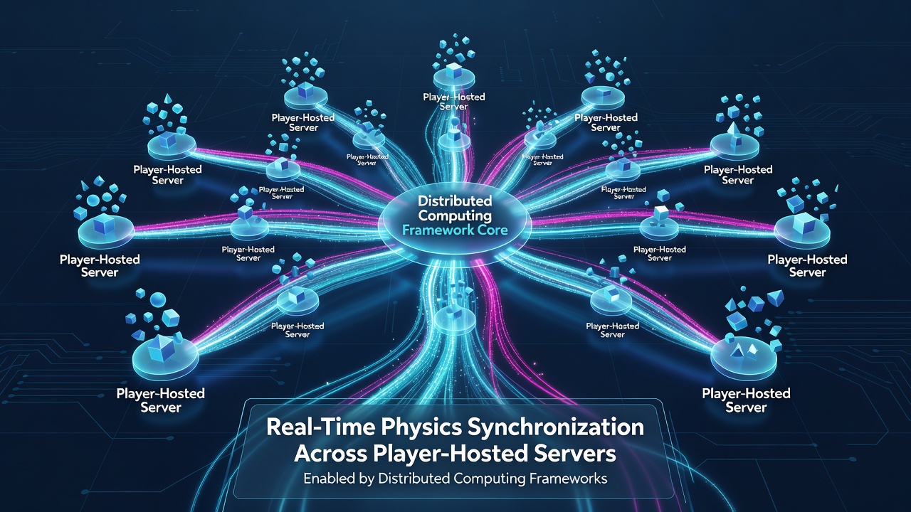 Diagram showing physics ownership transfer between distributed servers during collaborative construction